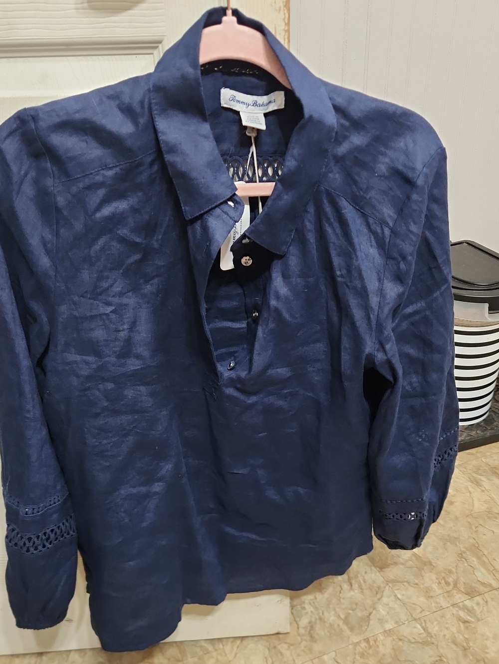 Tommy Bahama Deep Navy Linen Button Pullover